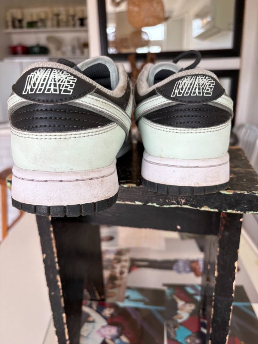 Nike Dunk Low Retro Black/Mint Green Sneakers Men's Size 9 - Picture 2 of 7